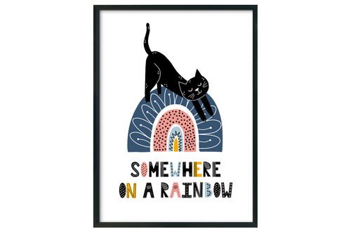 Cat on the rainbow print, funny cat wall decor, home decor, gift for cat lover 3 - Picture 11 of 13