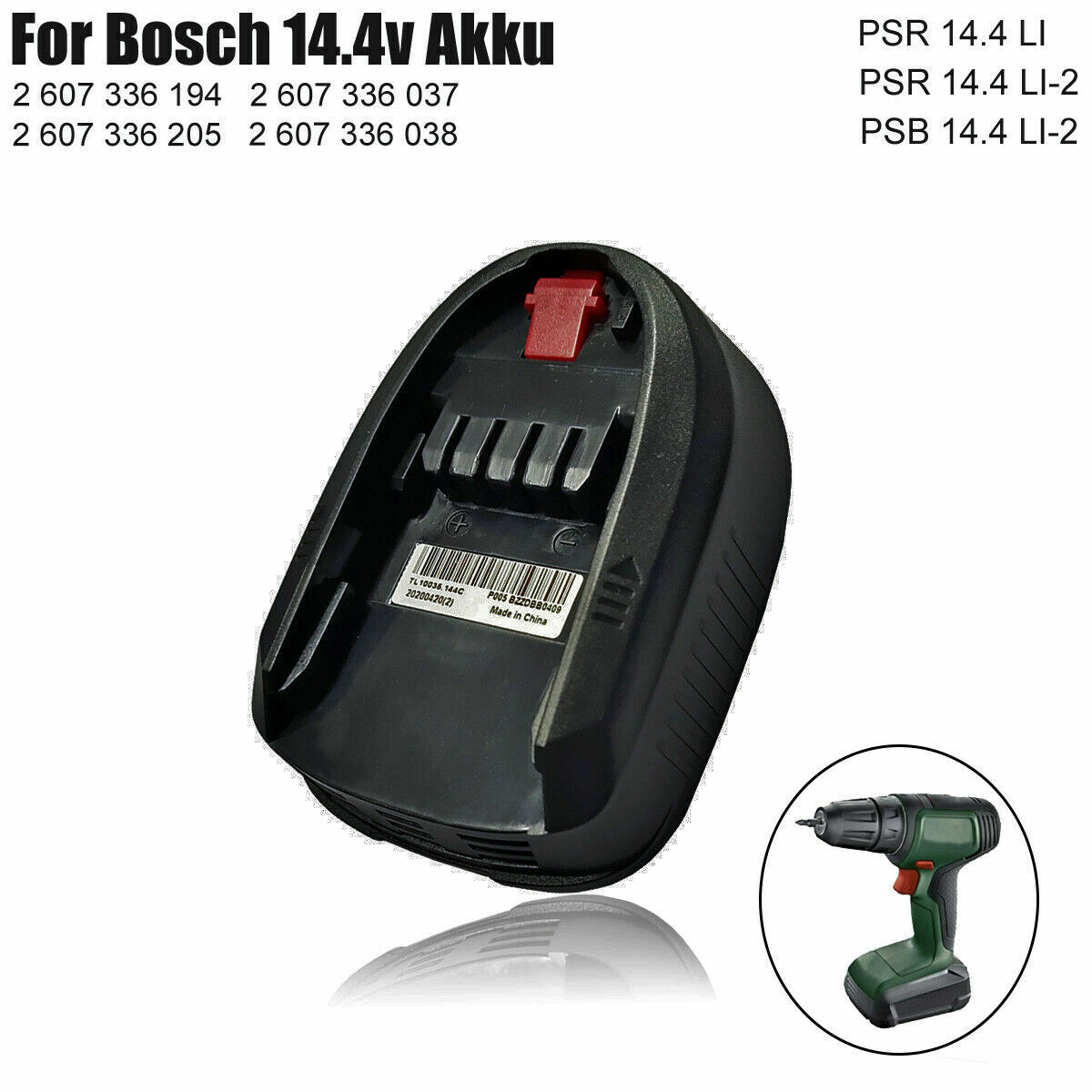 14.4V 1.5Ah Battery For Bosch PSB 14.4 LI-2 PSR 14.4 LI 2607 336205 2607  336194