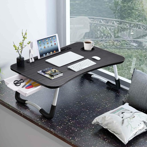 Laptop Desk,Laptop Bed Stand Foldable,Laptop Table Folding Breakfast Tray,Black - Picture 4 of 9