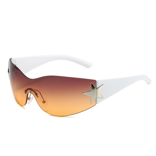 Oversized Rimless Sunglasses for Women Men Trendy Shield Wrap Around Sunglasses - Picture 22 of 24