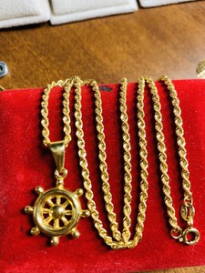 18K-Saudi-Gold-Set-Necklace-Anchor-With-18-Long-chain