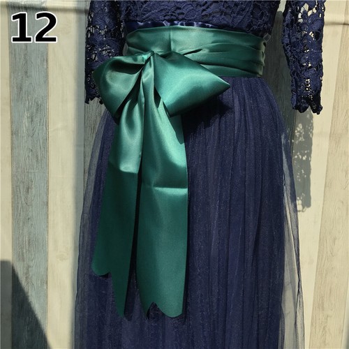 Women Satin Faux Silk Wide Waistband Japanese Lace Up Long Ribbon Belt 300cm  - Bild 27 von 35