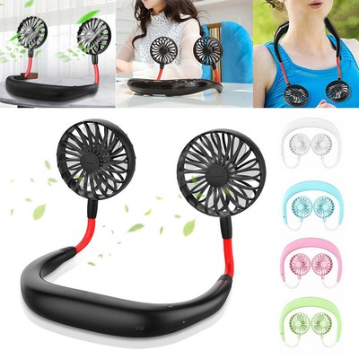 Portable USB Rechargeable Lazy Fan Hanging Neck Mini Cooling Sports Rest Fan BG