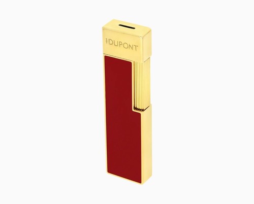 S.T. DUPONT ACCENDINO TWIGGY JET FIAMMA PIATTA FINITURA ORO E BORDEAUX 030030 - Foto 3 di 4