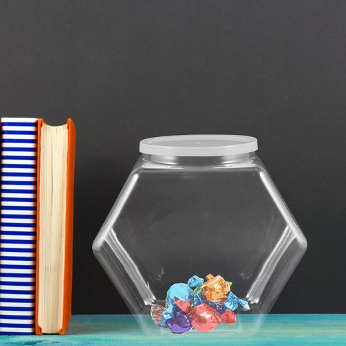 2pcs Plastic Candy Jars Cookie Containers Clear Hexagon Candy Snacks Bottles - Picture 7 of 12