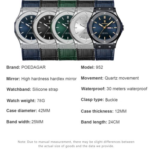 Luxury Watches Mens Calendar Quartz Watch Waterproof Luminous Leather Wristwatch - Picture 9 of 22
