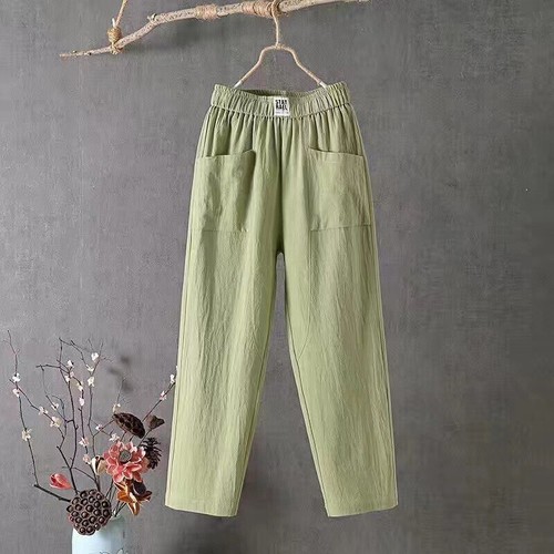 Women's Trousers Summer Linen Cotton Casual Loose Pockets Harem Pants Plus size@ - Picture 9 of 16