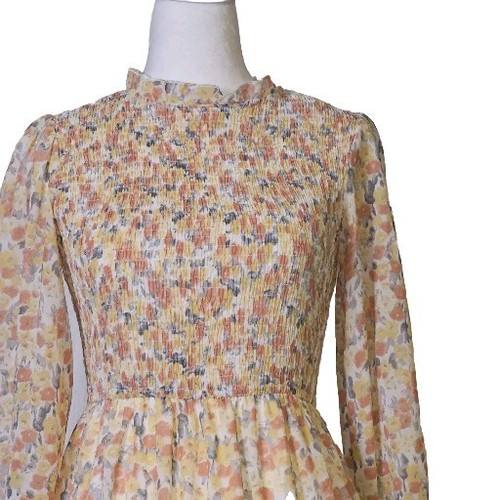 Petal and Pup Rachel Mini Cottagecore Floral Fruncido Corpiño, Vestido Manga Larga 2 - Imagen 2 de 13