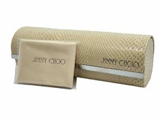NEW Jimmy Choo Faux Snakeskin Beige Hard Magnetic Close Eyeglasses Case  Cloth