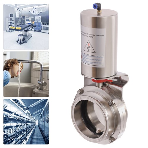 Tri Clamp Sanitary Butterfly Valve 304 Food Grade Stainless Steel with Connector - Picture 3 of 18