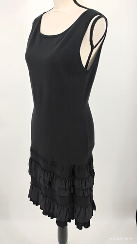 NUEVO Vestido Jersey Karen Millen Negro Sin Mangas Volantes Dobladillo Trasero Cremallera y Lazo Talla 4 - Imagen 5 de 24