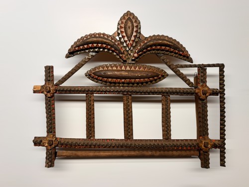 Ancien porte-serviettes cadre bois sculpté art clochard - Photo 15 sur 16