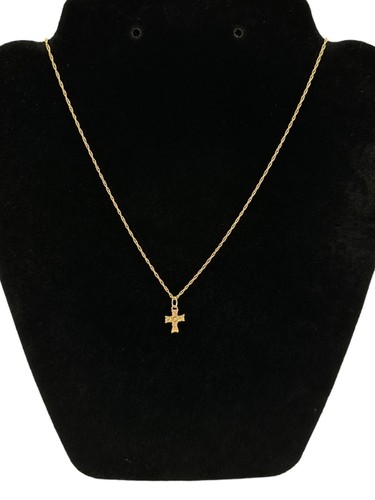 10K Tri Color Black Hills Gold Cross w/Dainty Vintage Gold-Filled Chain Necklace - Picture 4 of 9