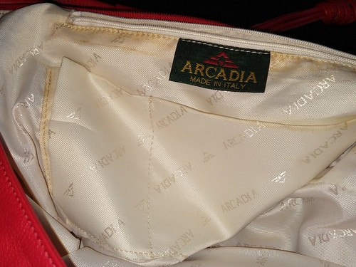 ARCADIA RED Leather Bucket Leather  Shoulder Bag  Made Italy - Picture 8 of 8