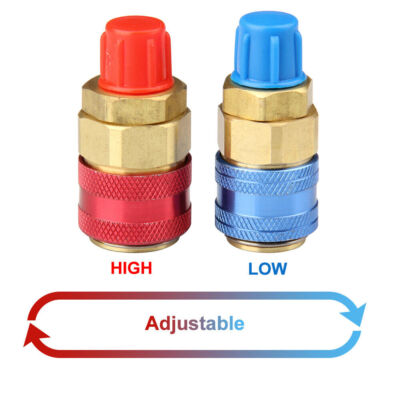 Brass AC Quick Couplers Set - High & Low Side Adapters For Automotive A/C Manifold
