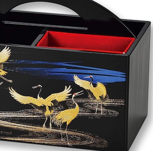 Yamanaka Urushi Lacquer Elegant Crane Gold Remote control holder 8 × 4 × 5 in - Picture 6 of 12