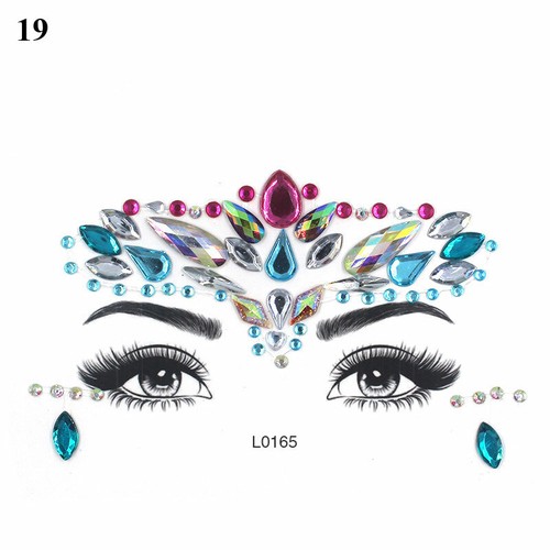 3D Sexy Face Jewels Tattoo Eyebrow Stickers Shiny Rhinestones Face Decoration - Picture 12 of 24
