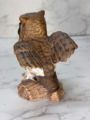 Vintage Homco Porcelain Owl Figurine Sitting On Branch - #1114 - 5” - Picture 7 of 9