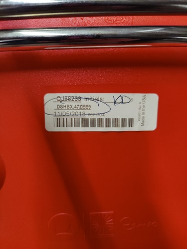 Herman Miller Eames Molded Plastic Red/Orange Counter Stool 2018 Glides - Picture 5 of 10