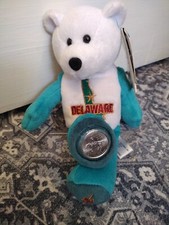 DELAWARE State Quarter Coin Bear - 1st State. Plush 8" Limited Treasures