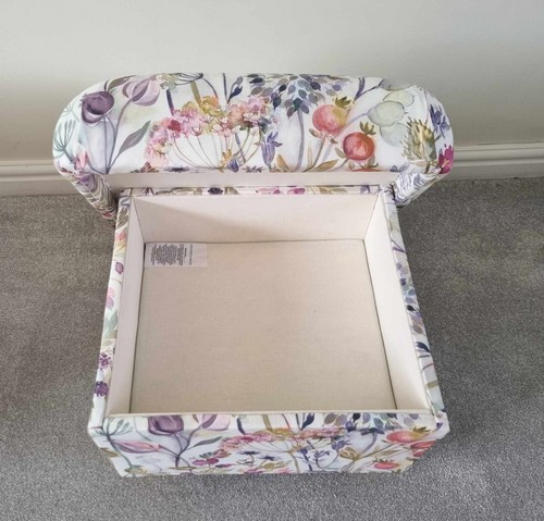 Storage Footstool Voyage Hedgerow Lotus Fabric Pouffe Storing Floral Pink Lilac - Picture 3 of 24