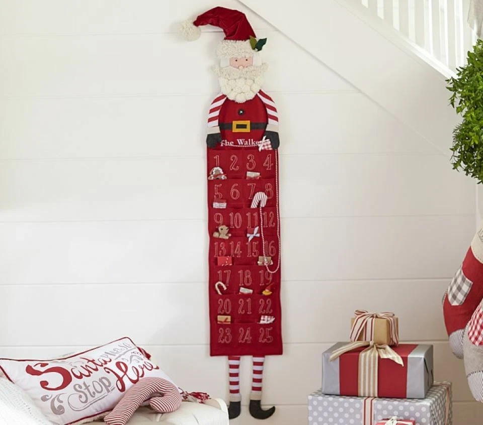 NEW Pottery Barn Kids Christmas Skinny Black Santa Advent Calendar 58" NWT - Image 4 of 4