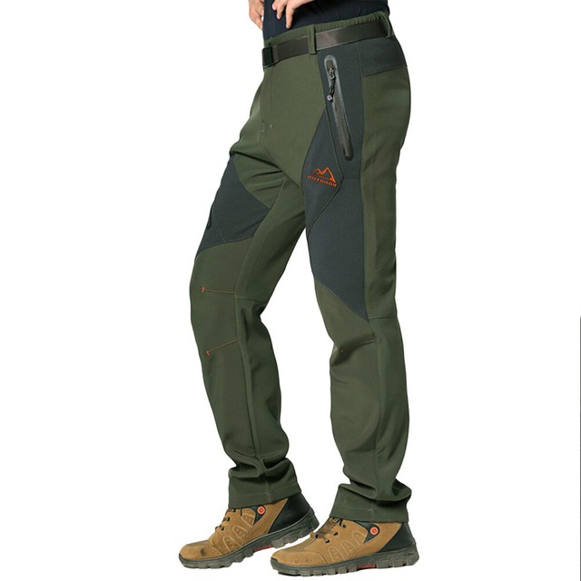 Men's Waterproof Mountain Hiking Pants Fleece Lined 4 Zip Pockets