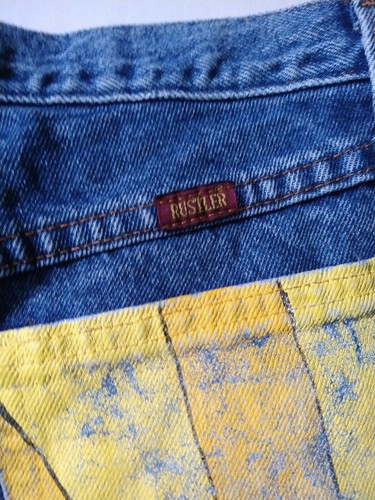 90er Vintage Rustler hoch tailliert Mom Jean Shorts 100 % Baumwolle maßgeschneiderter Cutoff OOAK - Bild 6 von 6