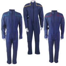 For Enterprise Duty Jumpsuits Starfleet Gold Red Blue Stripes Cosplay Uniforms