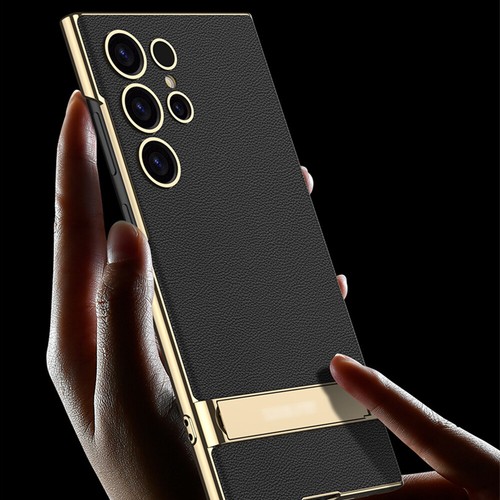 Lederhülle galvanisiert mit Ständer für Samsung Galaxy S24 Ultra Handyhülle - Bild 11 von 19