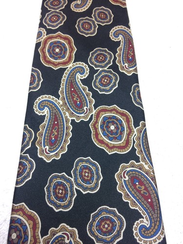 BOSTON TRADERS MENS TIE BLACK WITH BLUE BROWN GOLD PAISLEY 4 X 57 - Picture 3 of 5