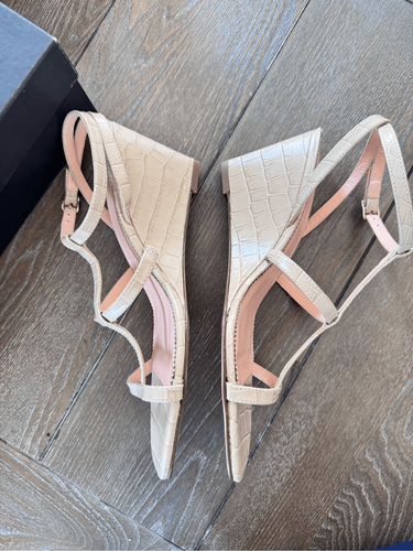 NEW NIB - J. Crew T-Strap Wedges In Croc Embossed Leather Size 10 - Picture 4 of 7