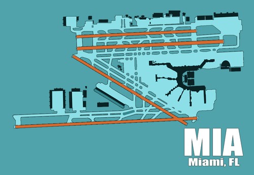 Mia Miami Flughafen Diagramm Karte handgefertigt 3,25" x 2,25" Kühlschrankmagnet (MM10007) - Bild 2 von 4