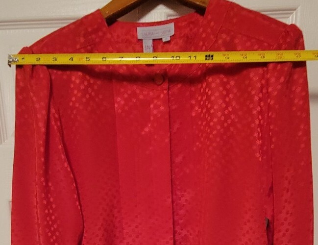 Red Satin Pleated Blouse Top Size 16 LAURA & JAYN… - image 8