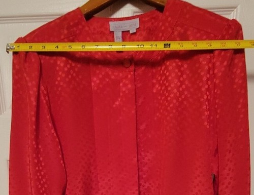 1980's Red Satin Pleated Blouse Top Size 16 Laura & Jayne Button Front Womens - Picture 8 of 10