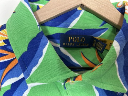 Polo Ralph Lauren Herren Poloshirt grün geblümt Hawaii French Terry Größe XL neu mit Etikett - Bild 3 von 5