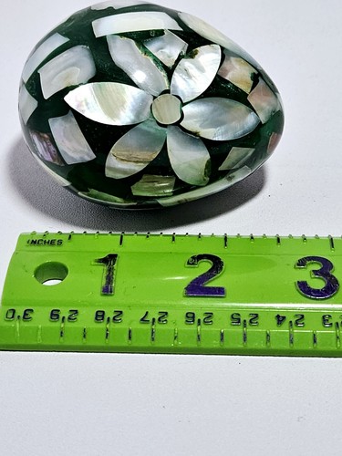 Abalone Mosaic Flower Shell Inlay Egg 2.5" Decor Display  - Picture 12 of 13
