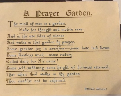 Vintage Christian Prayer Poem. "A Prayer Garden" by Ethelle Renaut.