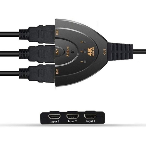 HUB HDMI SPLITTER 3 PORTE FULL HD 1080P 4K TV CAVO SWITCH SDOPPIATORE MULTIPORTA - Picture 5 of 6