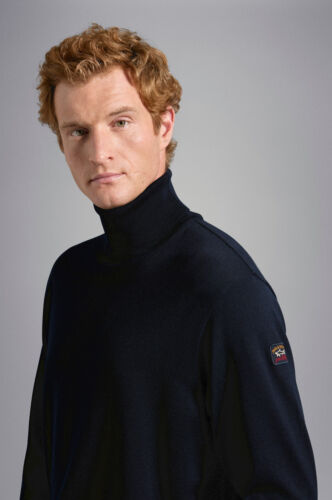 Paul & Shark Maglione Collo Alto Lana Merino C0P1042 Uomo Blu Navy New FW24/25 - Imagen 2 de 6