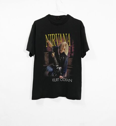 Vintage Nirvana T-shirt Kurt Cobain Grunge Alternative Rock Faded Black Tee XL