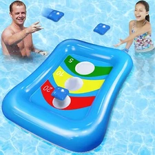 Camlinbo Pool Toys Bean Bag Toss Games Inflatable Floating Cornhole Board Set