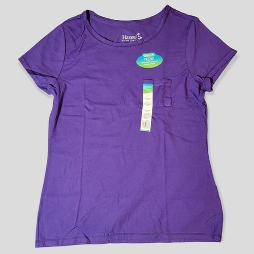 Hanes Women's Large 12-14 short sleeve crew tee Bright Plum - Bild 1 von 5