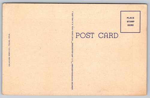 A643 Vintage Postcard Tulsa Oklahoma Airel View Of The City At Night Time Unpost - Picture 2 of 2