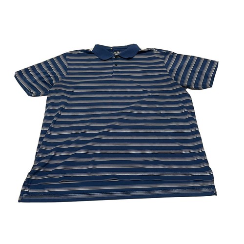 Adidas Climalite Polo Golf Shirt Mens XL Blue Short Sleeve Collared Striped GUC