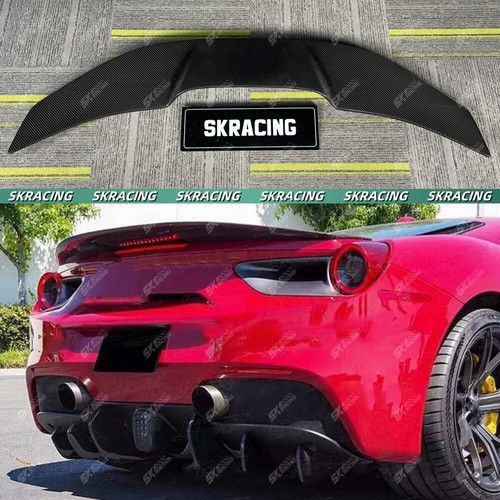 Gloss Black/Forged Carbon Fiber Rear Spoiler Wing Fits Ferrari 488 GTB 2016-2019 - Bild 1 von 29