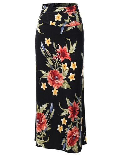 FashionOutfit Women's Stylish Fold Over Flare Long Maxi Skirt - Made In USA - Picture 13 of 80