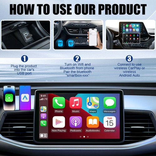 Adaptador USB Inalámbrico CarPlay para Apple, Plug & Play Convierte Baja Latencia con Cable - Imagen 5 de 10