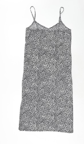 PRETTYLITTLETHING Womens Grey Animal Polyester Blend Slip Dress Size 10 V-Neck - Picture 2 of 10