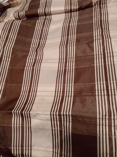 3yd BP#61 BEIGE BROWN TEXTURED SILK TAFETTA PLAID DRESS HOME - Picture 7 of 11